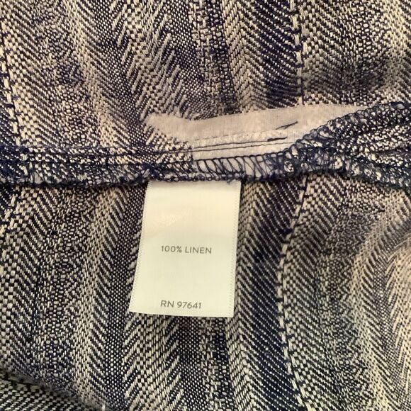 Pure j jill linen Women’s XS 100% linen sleeveless blue striped beach wave dress - Picture 8 of 12